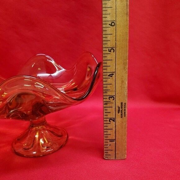 Vintage Mid Century Viking Six Petal Amber Compote - Picture 7 of 8